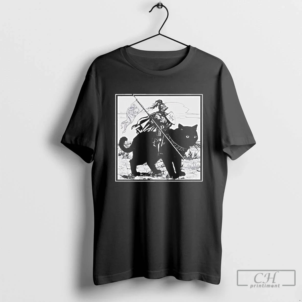 Classic Renaissance Fair Knight Cat Rider T-Shirts