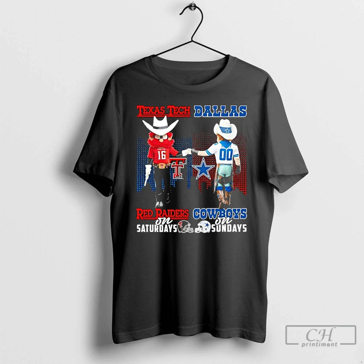 Classic Texas Tech Red Raiders Saturdays X Dallas Cowboys Sundays Mascot T-Shirts