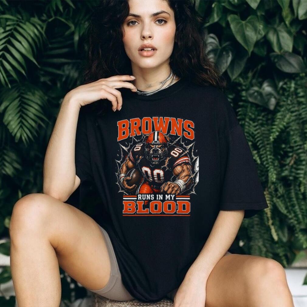 Cleveland Browns Football Team Runs In My Blood Fan Retro Vintage Men Shirt