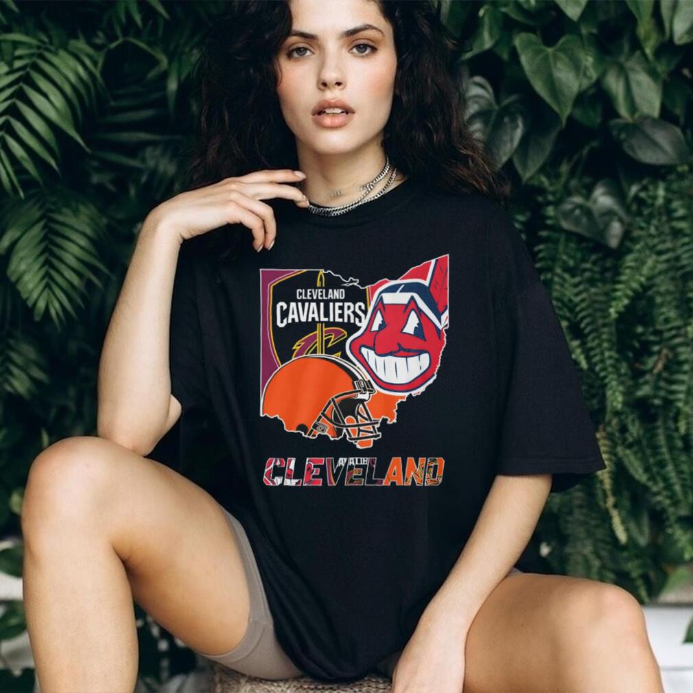 Cleveland Sports Teams Ohio State Map Graphic T Shirt