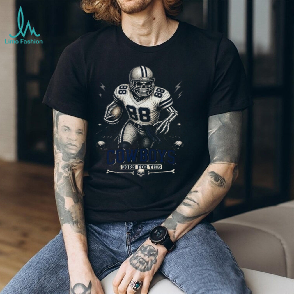 Dallas Cowboys Skeleton Football Player Born For This Retro Sports Game Day Shirt