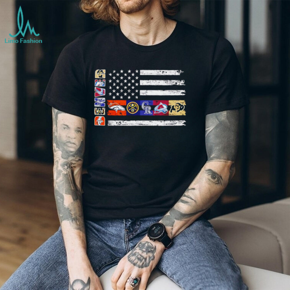Denver Colorado Sports Team American Flag Grunge T Shirt
