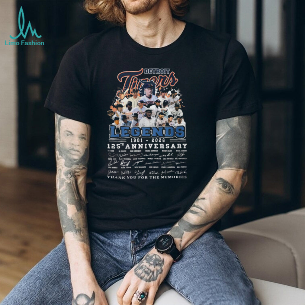 Detroit Tigers Legends 125th Anniversary 1901 2026 Signatures History T Shirt