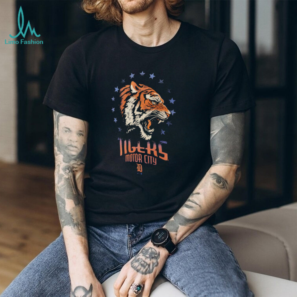 Detroit Tigers Motor City Baseball Tiger Head Vintage Logo T Shirt