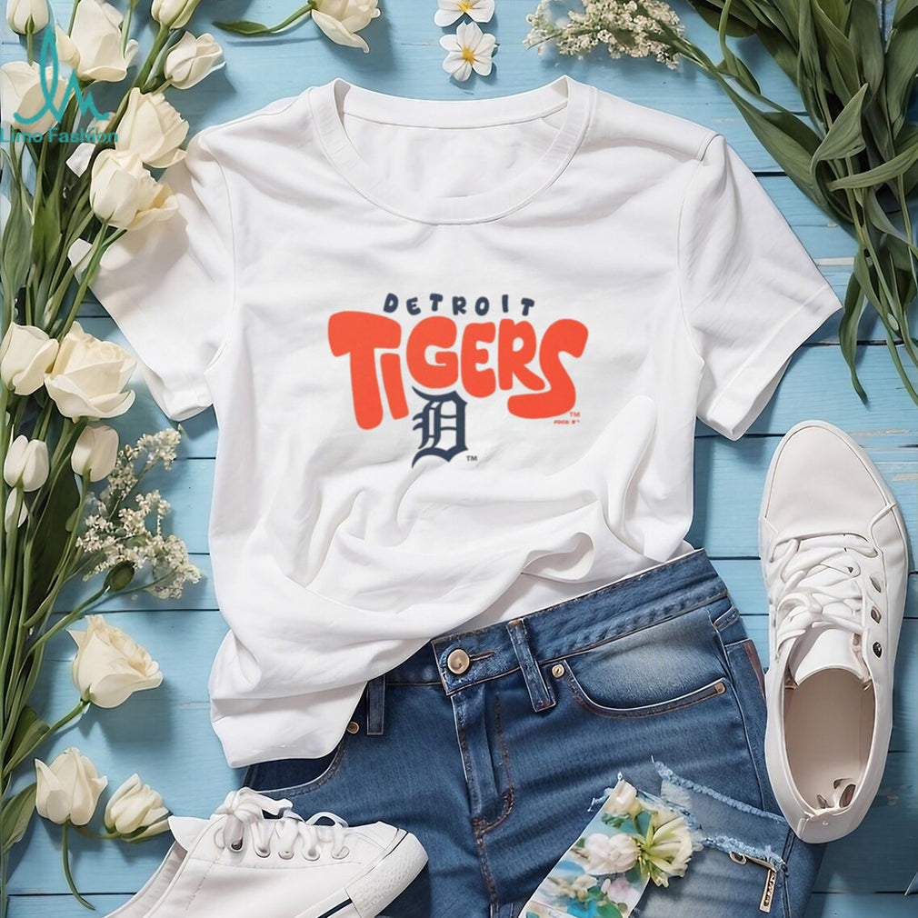 Detroit Tigers Retro Bubble Font Oatmeal Heather T shirt