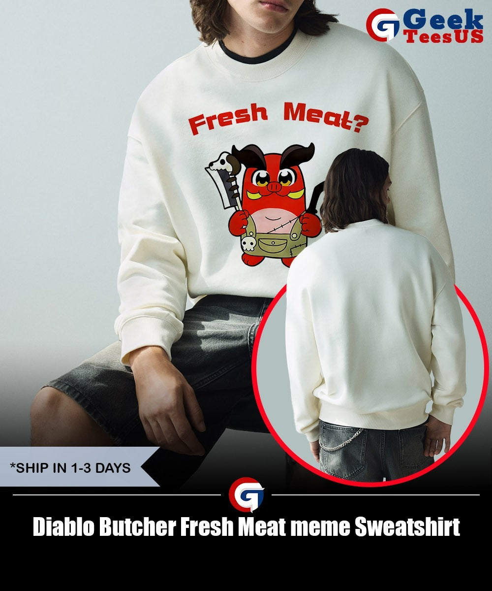 Diablo Butcher Fresh Meat meme shirt Unisex , , , Long Sleeve Tee
