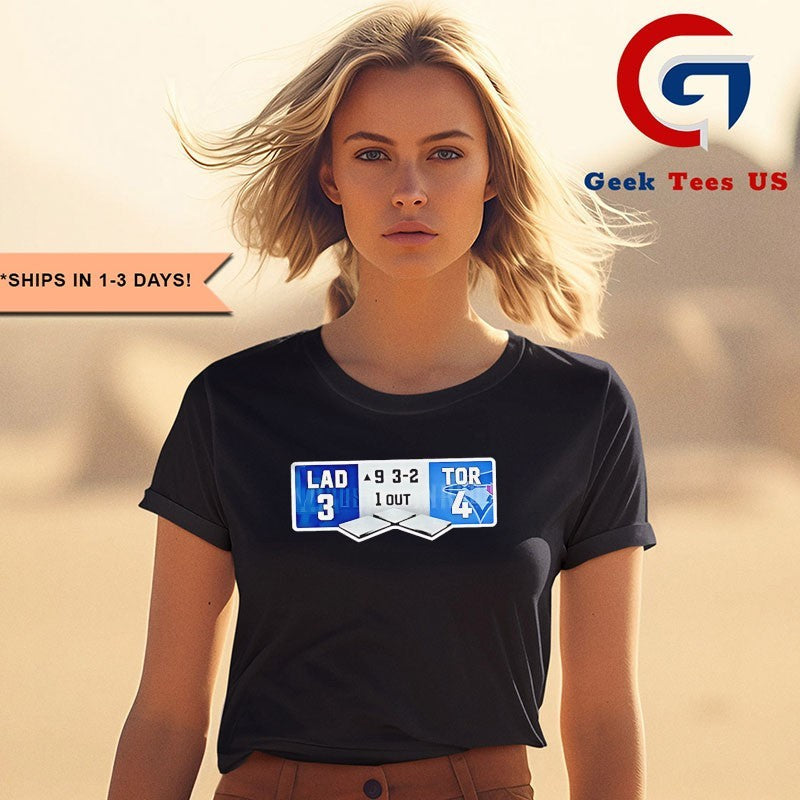 Dodgers 3 vs 4 Blue Jays World Series Scoreboard shirt Unisex , , , Long Sleeve Tee