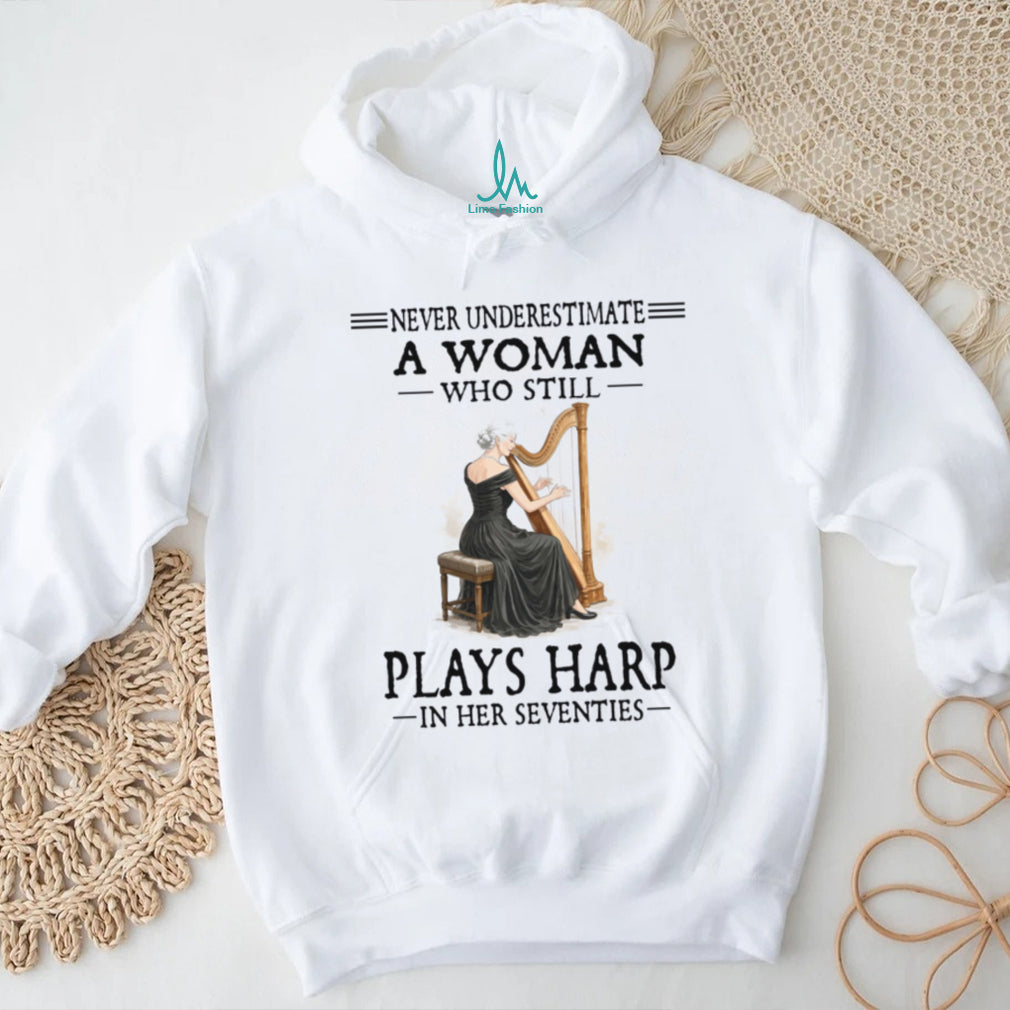 Elegant Woman Plays Harp In Her Seventies Musician Shirt