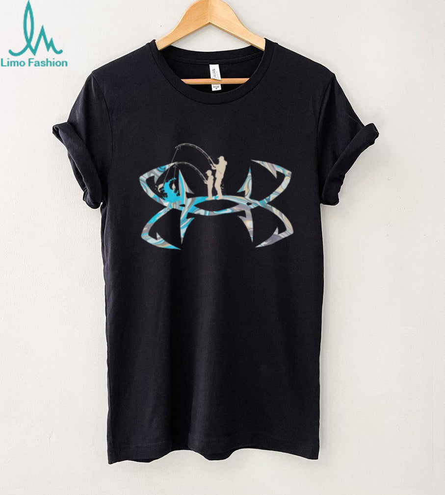 Father and Son Fishing Hooks Graphic Logo T Shirt