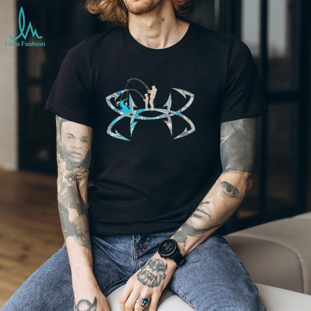 Father and Son Fishing Hooks Graphic Logo T Shirt