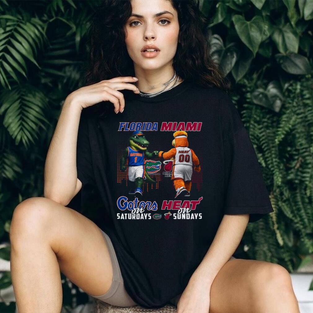 Florida Gators and Miami Heat Mascot “Gators on Saturdays Heat on Sundays” T Shirt