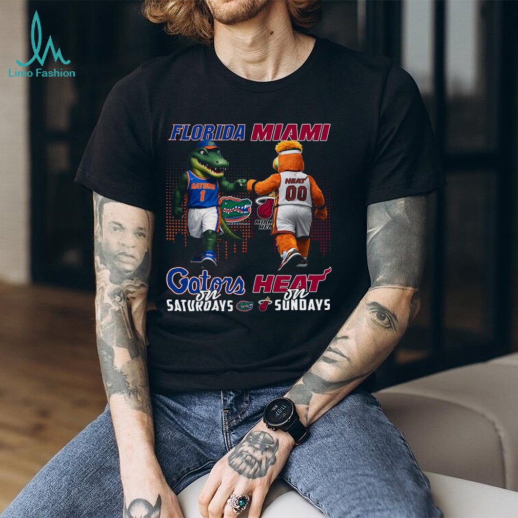 Florida Gators and Miami Heat Mascot “Gators on Saturdays Heat on Sundays” T Shirt