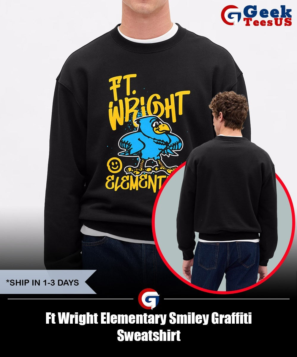 Ft Wright Elementary Smiley Graffiti shirt Unisex , , , Long Sleeve Tee