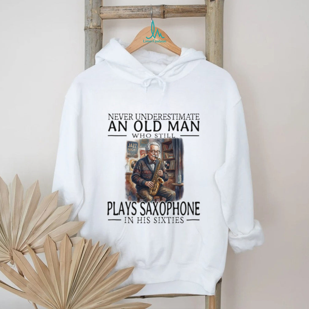 Funny Old Man Saxophone Player In His Sixties Shirt
