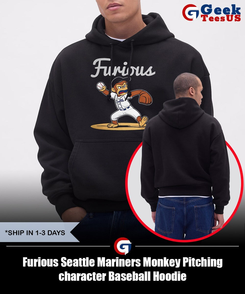 Furious Seattle Mariners Monkey Pitching character Baseball shirt Unisex , , , Long Sleeve Tee