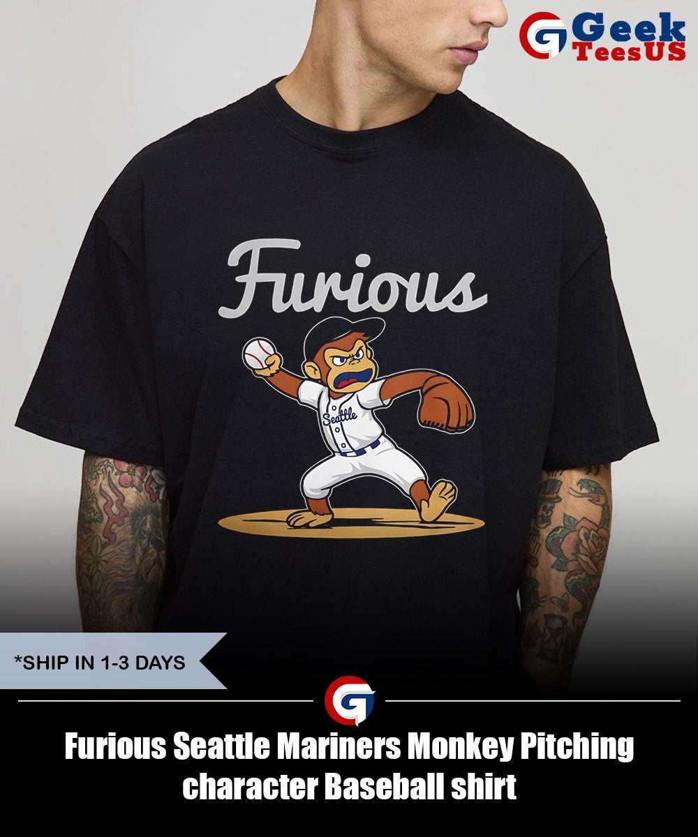 Furious Seattle Mariners Monkey Pitching character Baseball shirt Unisex , , , Long Sleeve Tee