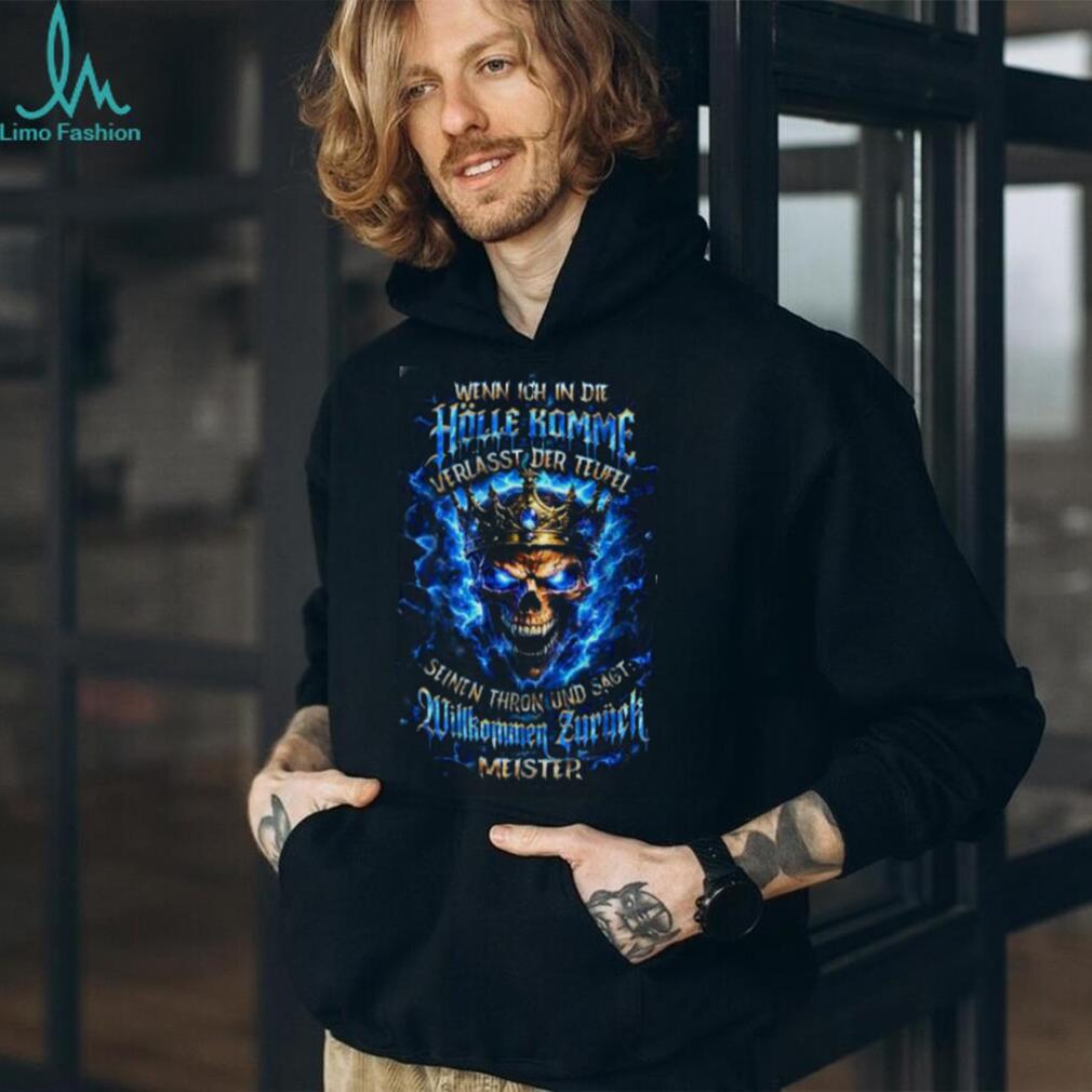 German Blue Fire Skull “Willkommen Zurück Meister” Biker T Shirt