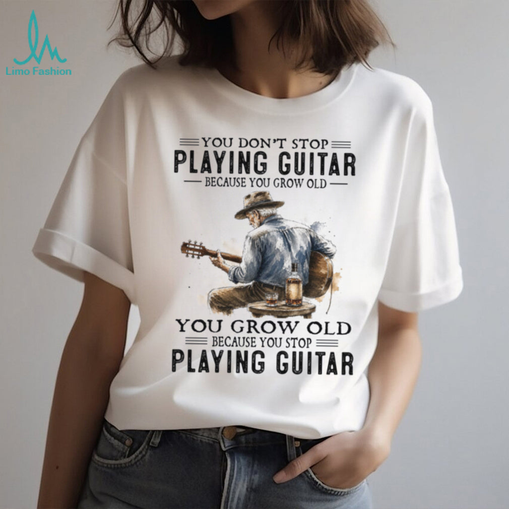 Guitar Player Old Man Whiskey Musician Watercolor Shirt