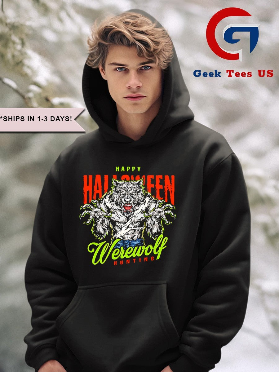 Happy Halloween Werewolf hunting shirt Unisex , , , Long Sleeve Tee