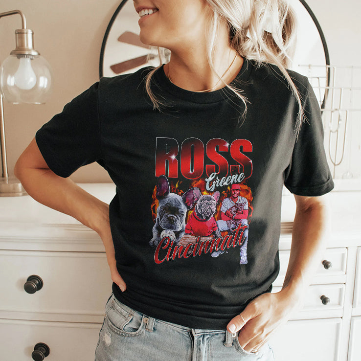 Hip Hop Ross Greene Cincinnati Reds Bulldog Baseball T Shirt