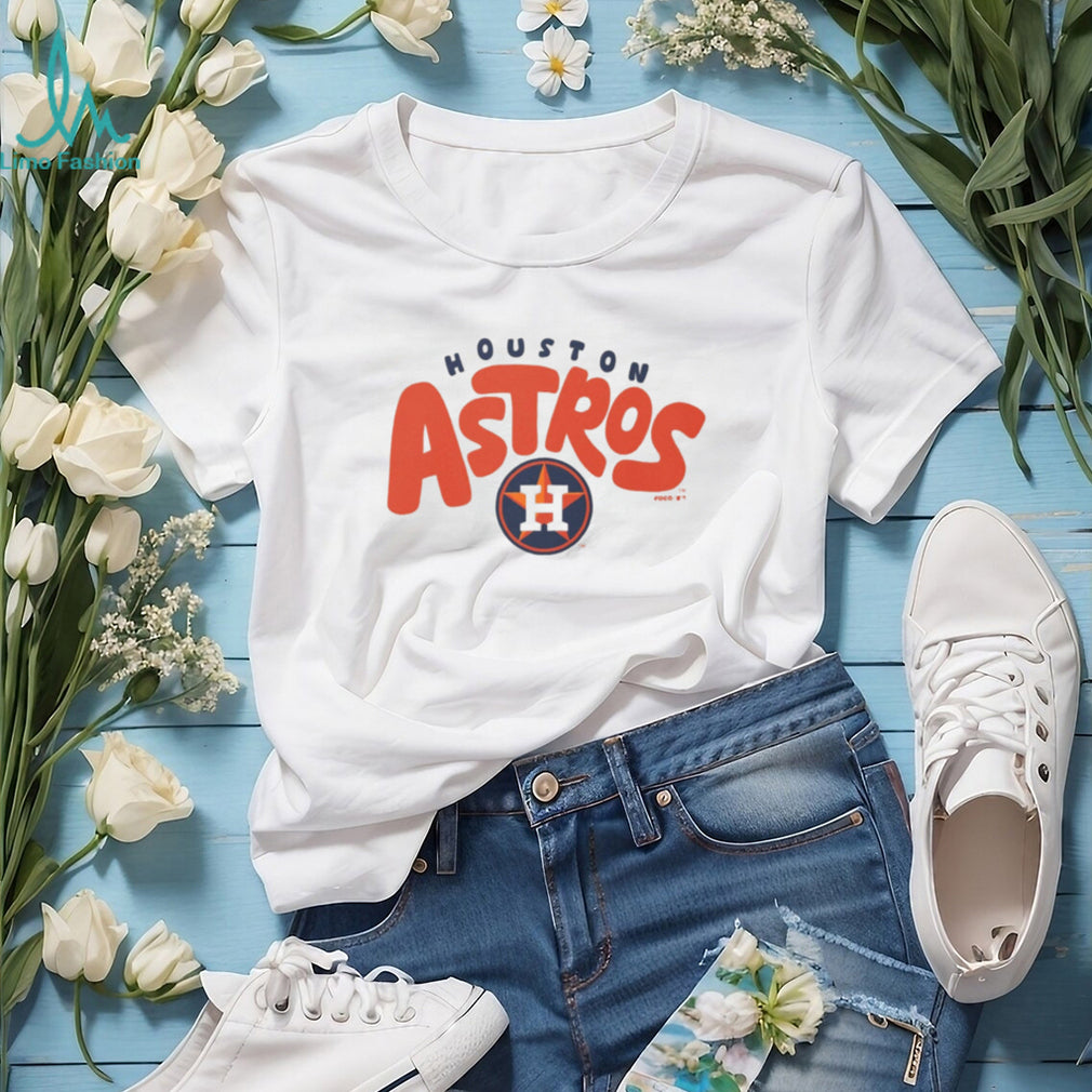 Houston Astros Oatmeal Heather Retro Wordmark Crewneck T shirt