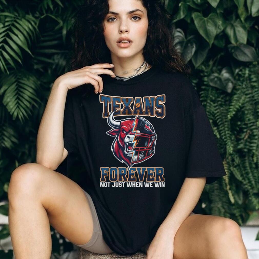 Houston Texans Forever Not Just When We Win Bull Mascot Split Helmet T Shirt