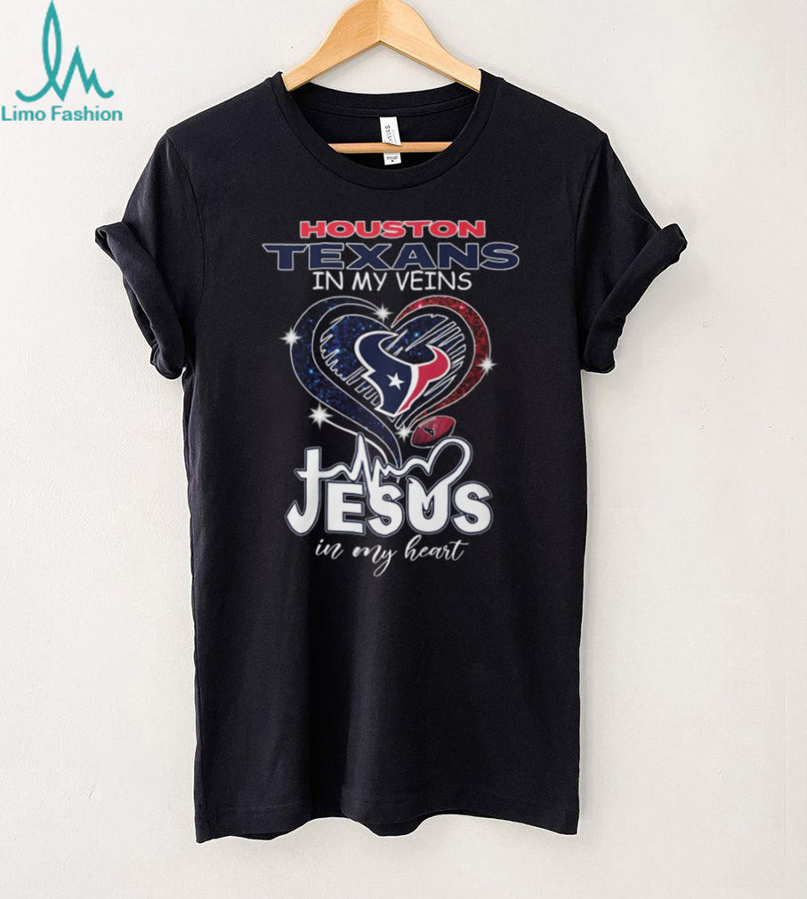 Houston Texans In My Veins Jesus In My Heart Football Faith T Shirt