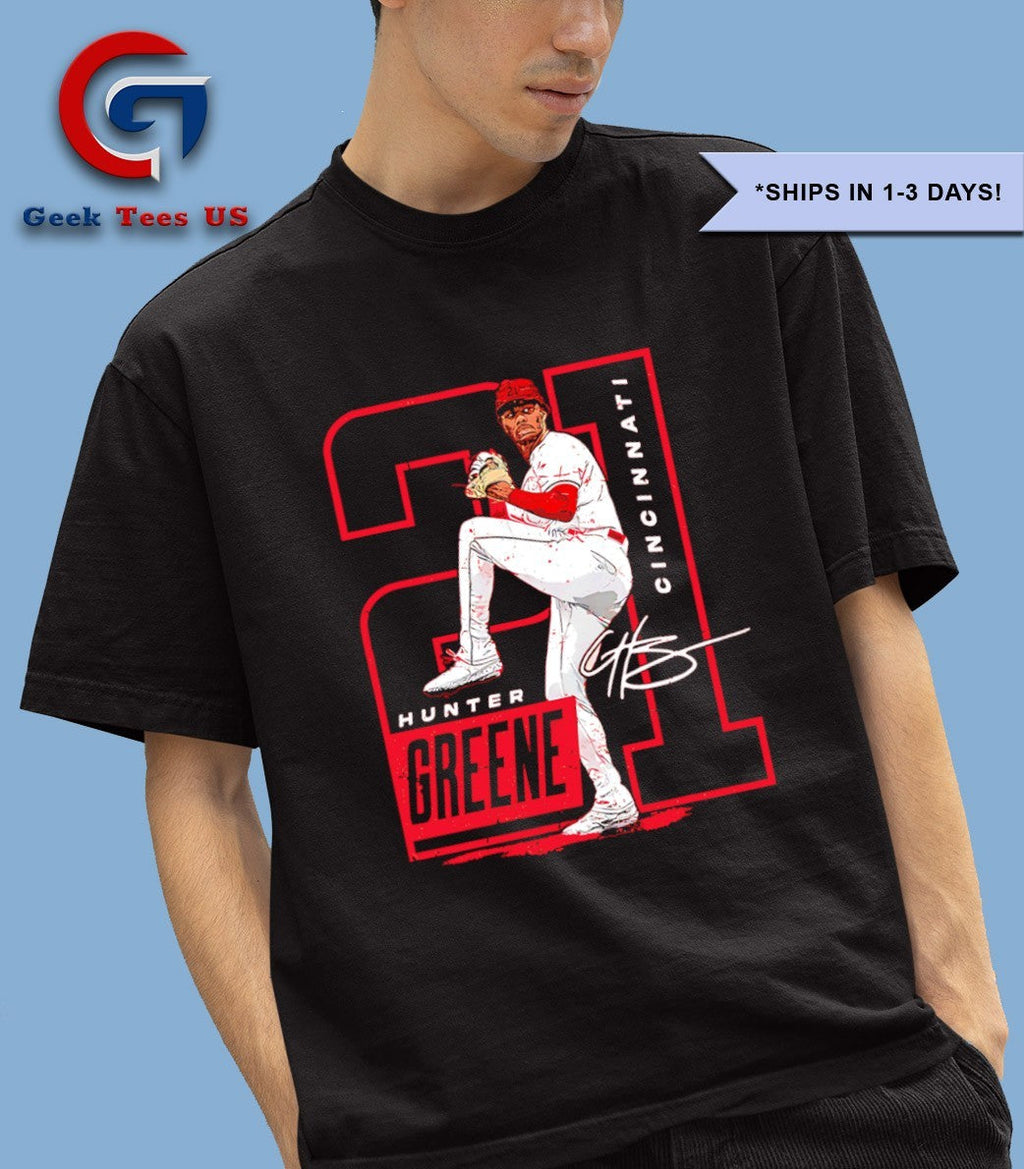 Hunter Greene No.21 Cincinnati Reds Baseball signature shirt Unisex , , , Long Sleeve Tee