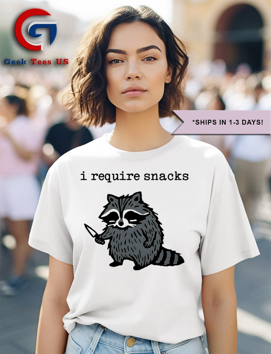 I require snacks Raccoon knife Unisex , , , Long Sleeve Tee