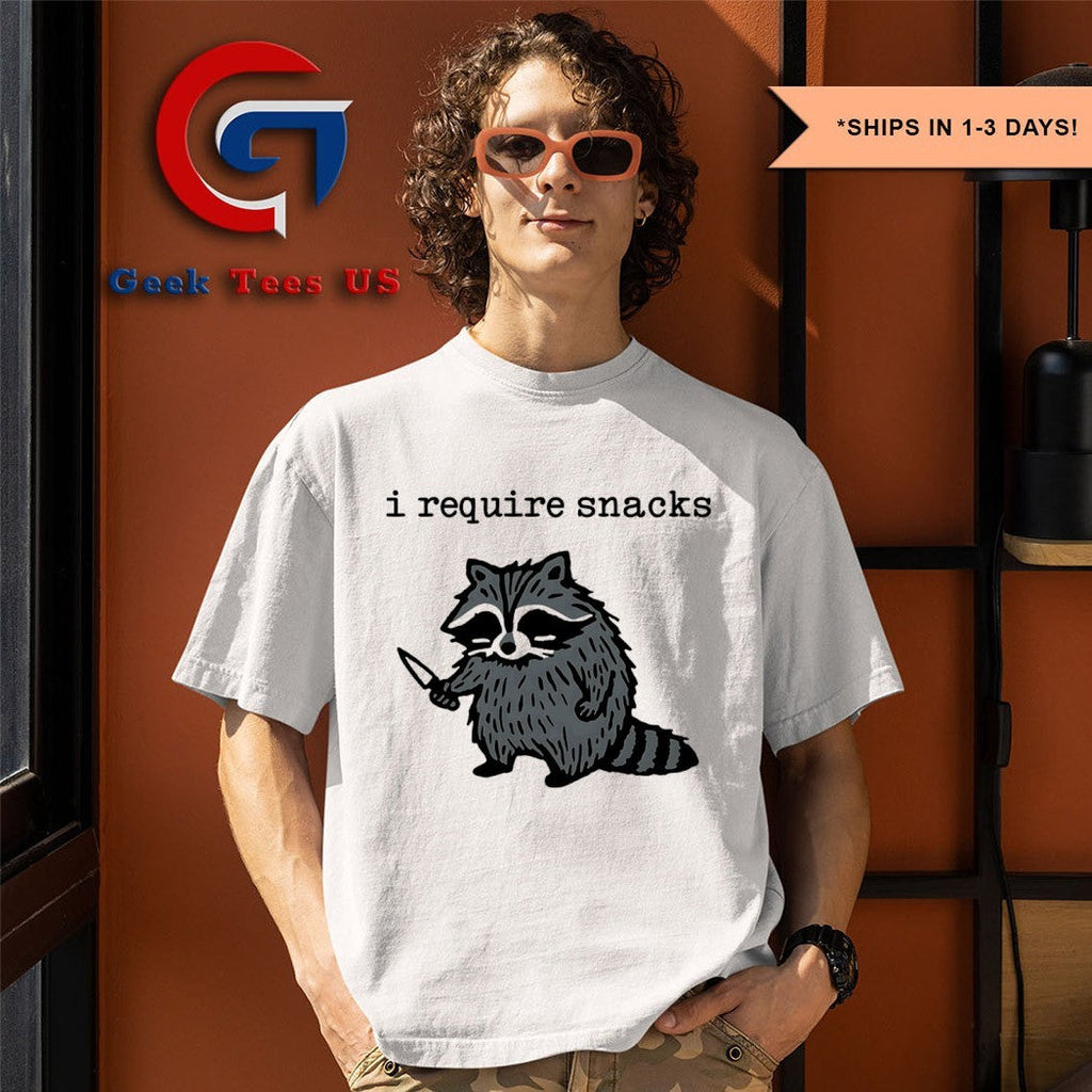 I require snacks Raccoon knife Unisex , , , Long Sleeve Tee
