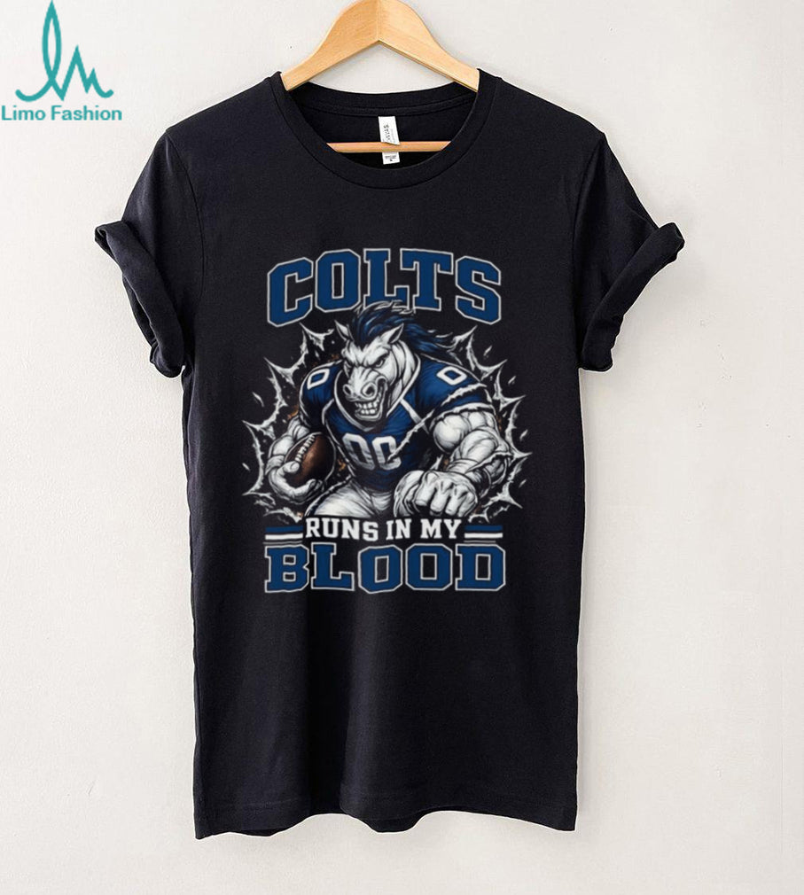 Indianapolis Colts Football Team Runs In My Blood Fan Retro Vintage Men Shirt