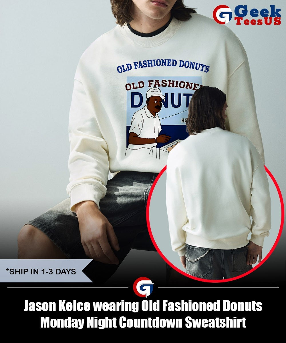 Jason Kelce wearing Old Fashioned Donuts Monday Night Countdown shirt Unisex , , , Long Sleeve Tee