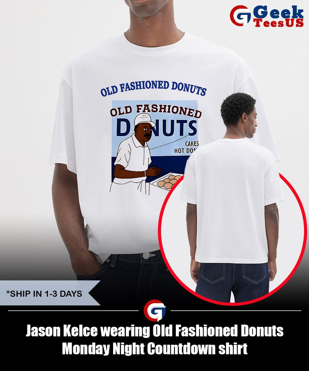 Jason Kelce wearing Old Fashioned Donuts Monday Night Countdown shirt Unisex , , , Long Sleeve Tee