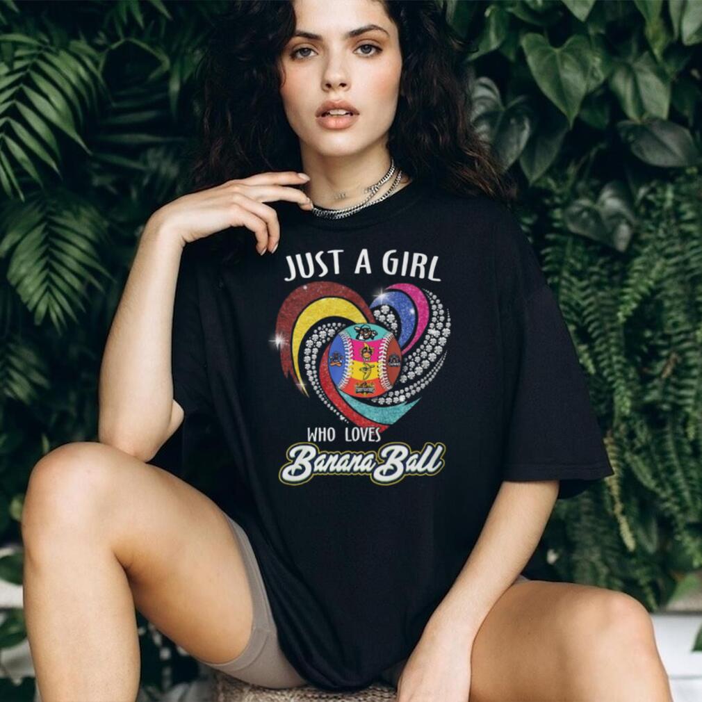 Just A Girl Who Loves Banana Ball Glitter Heart Baseball T Shirt