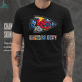 Kansas City Cityscape Arrowhead Sports Fan Multi Team Logo T Shirt