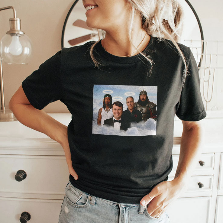 Legends in Heaven Heavy King Von Charlie Kirk Genghis Khan Jeffrey Epstein T Shirt