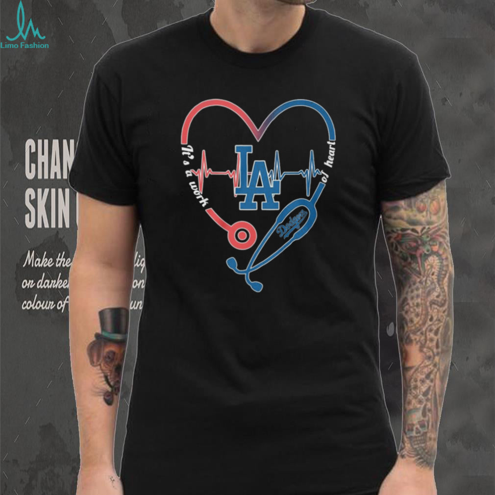 Los Angeles Dodgers Baseball Heartbeat Stethoscope Nurse Medical T Shirt