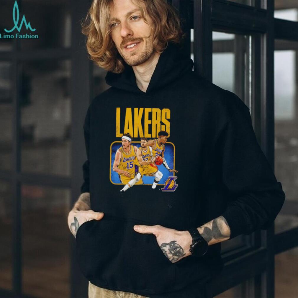 Los Angeles Lakers Reaves, Luka, & Hachimura Trio Graphic T Shirt