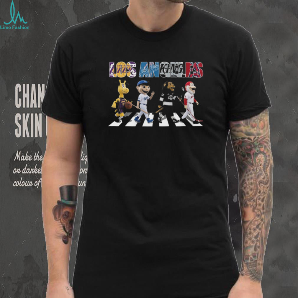 Los Angeles Sports Mascots Abbey Road Crosswalk Parody T Shirt