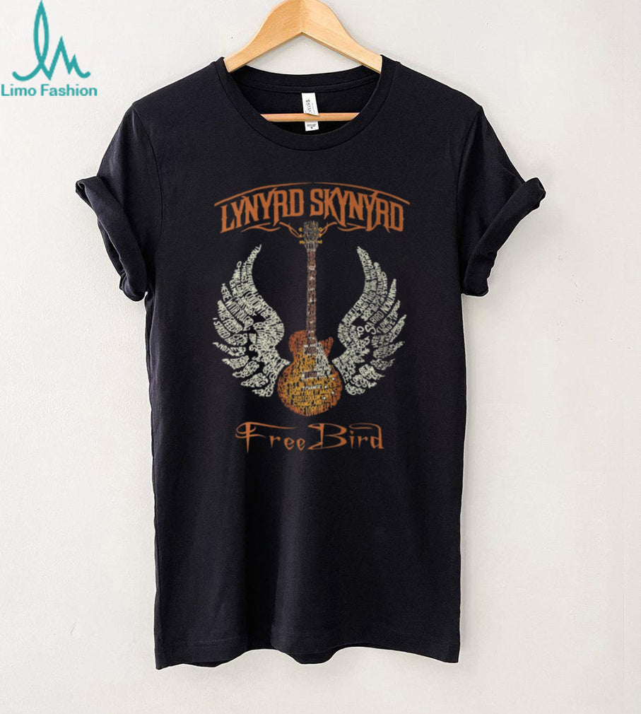 Lynyrd Skynyrd Free Bird Guitar Typography Wings Band T Shirt