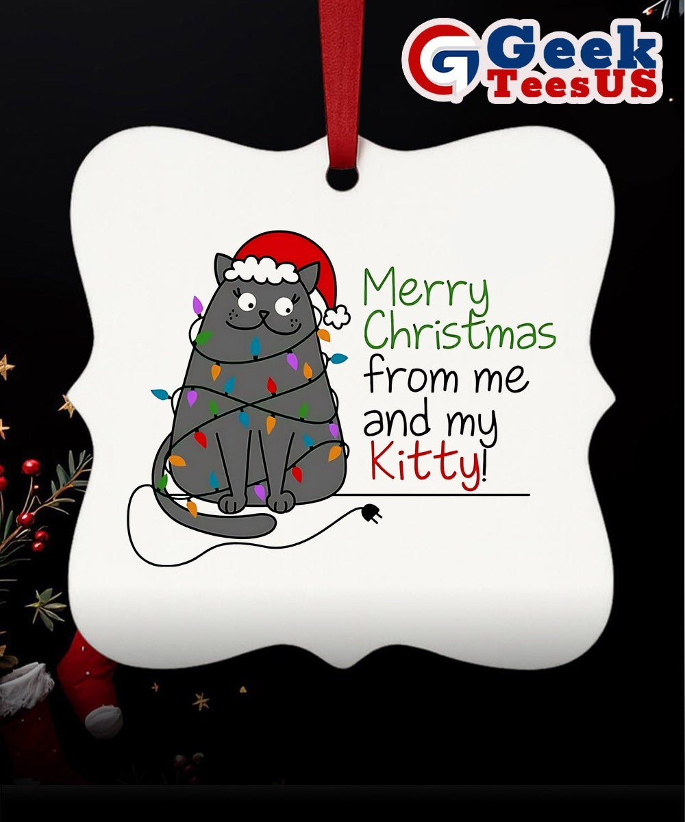 Merry Christmas from my Kitty funny Ornament Unisex , , , Long Sleeve Tee