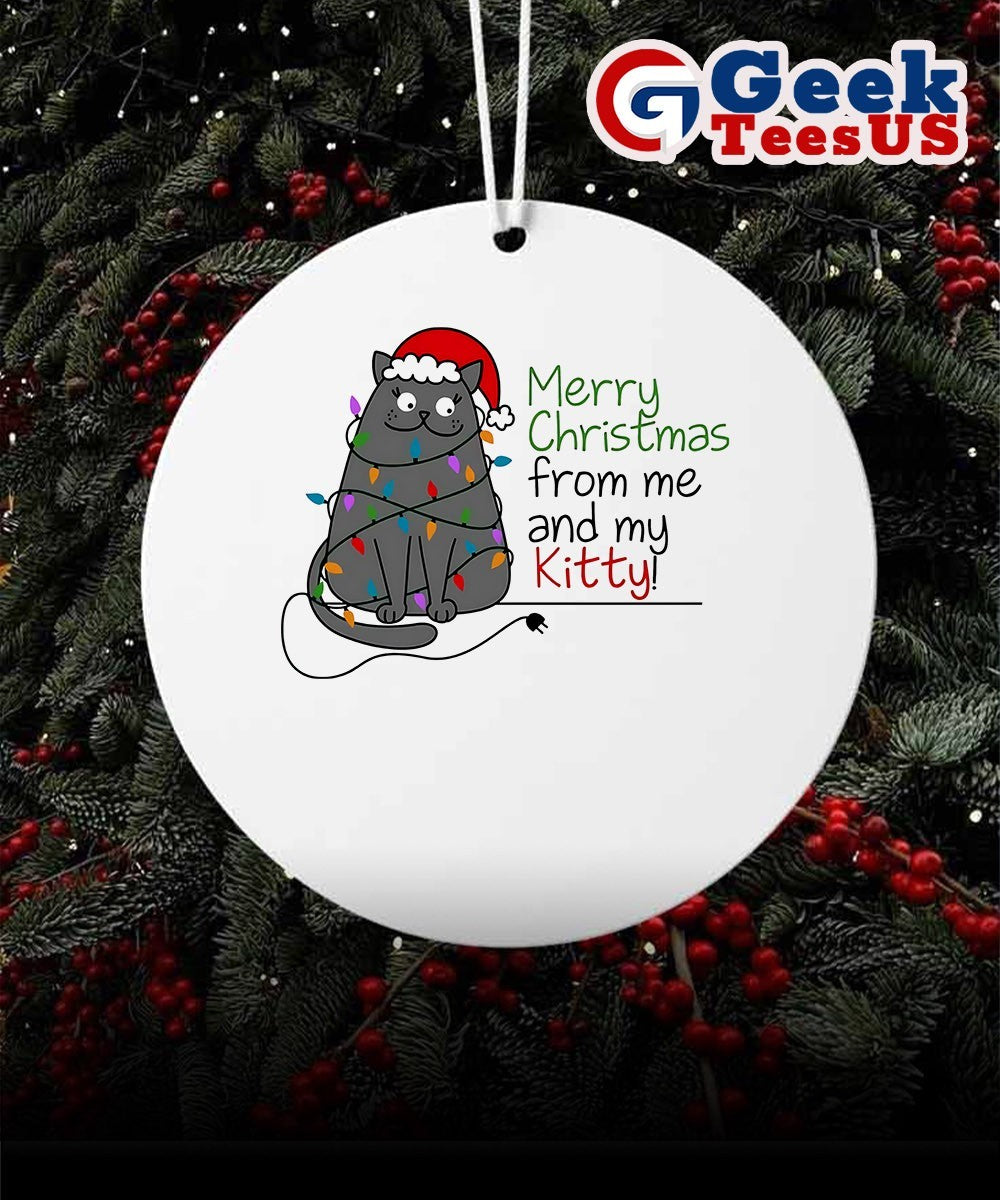 Merry Christmas from my Kitty funny Ornament Unisex , , , Long Sleeve Tee