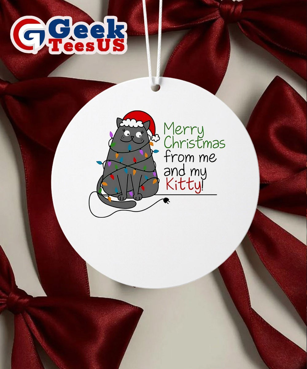 Merry Christmas from my Kitty funny Ornament Unisex , , , Long Sleeve Tee