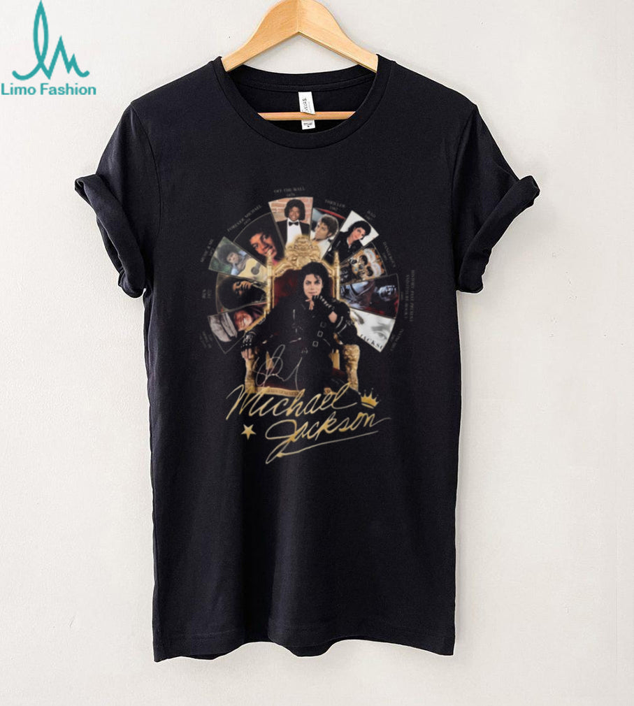 Michael Jackson King Of Pop Throne Discography Timeline Vintage Music Fan T Shirt