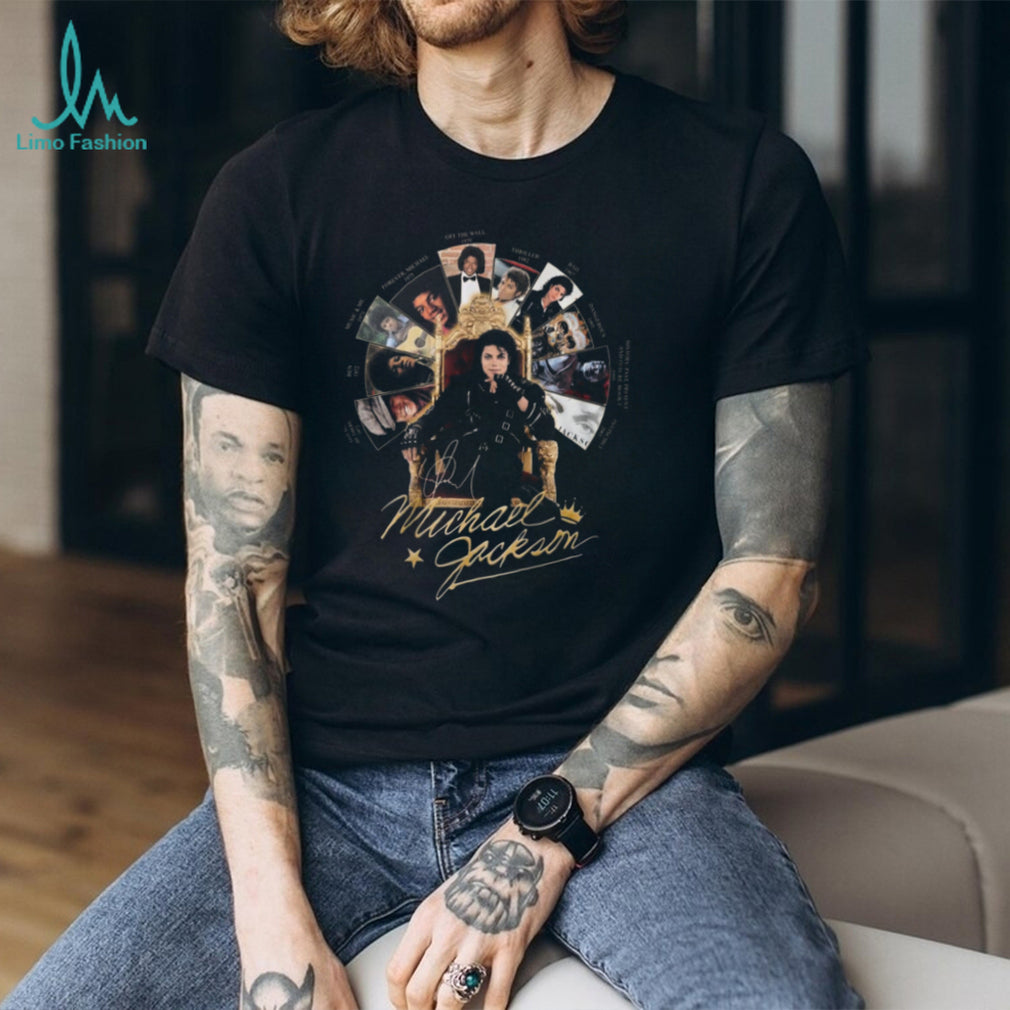 Michael Jackson King Of Pop Throne Discography Timeline Vintage Music Fan T Shirt