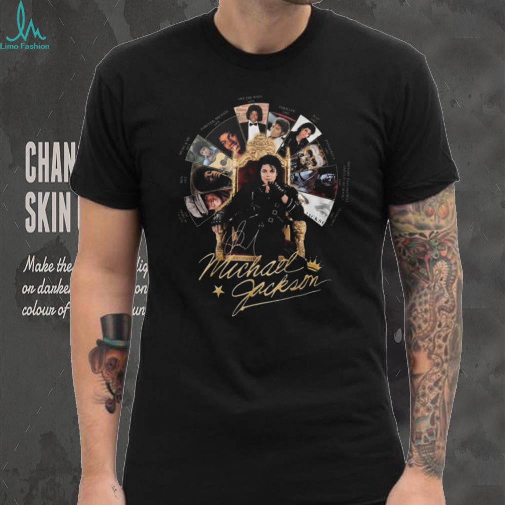 Michael Jackson King Of Pop Throne Discography Timeline Vintage Music Fan T Shirt