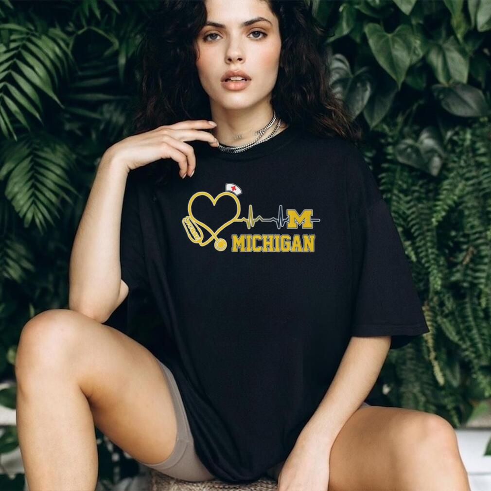 Michigan Wolverines Nurse Heartbeat Stethoscope T Shirt