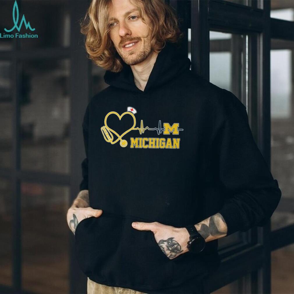 Michigan Wolverines Nurse Heartbeat Stethoscope T Shirt