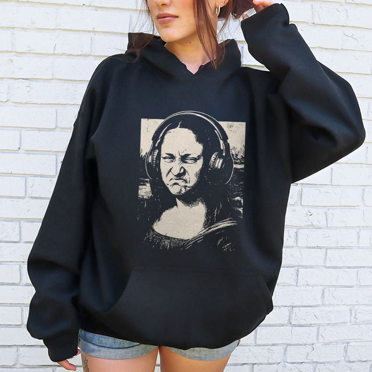 Mona Lisa Headphones Annoyed T Shirt
