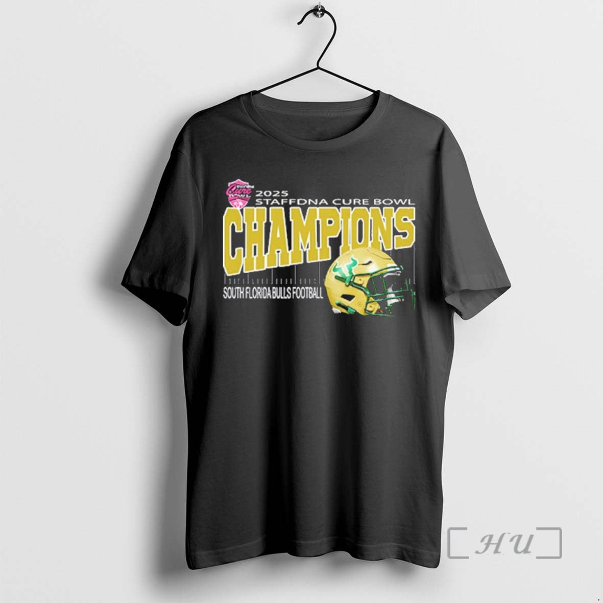New 2025 Staffdna Cure Bowl South Florida Bulls Football Are Champions Helmet Camping World Stadium T-Shirts